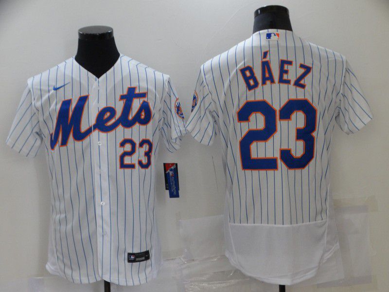 Men New York Mets 23 Baez White Elite 2021 Nike MLB Jersey